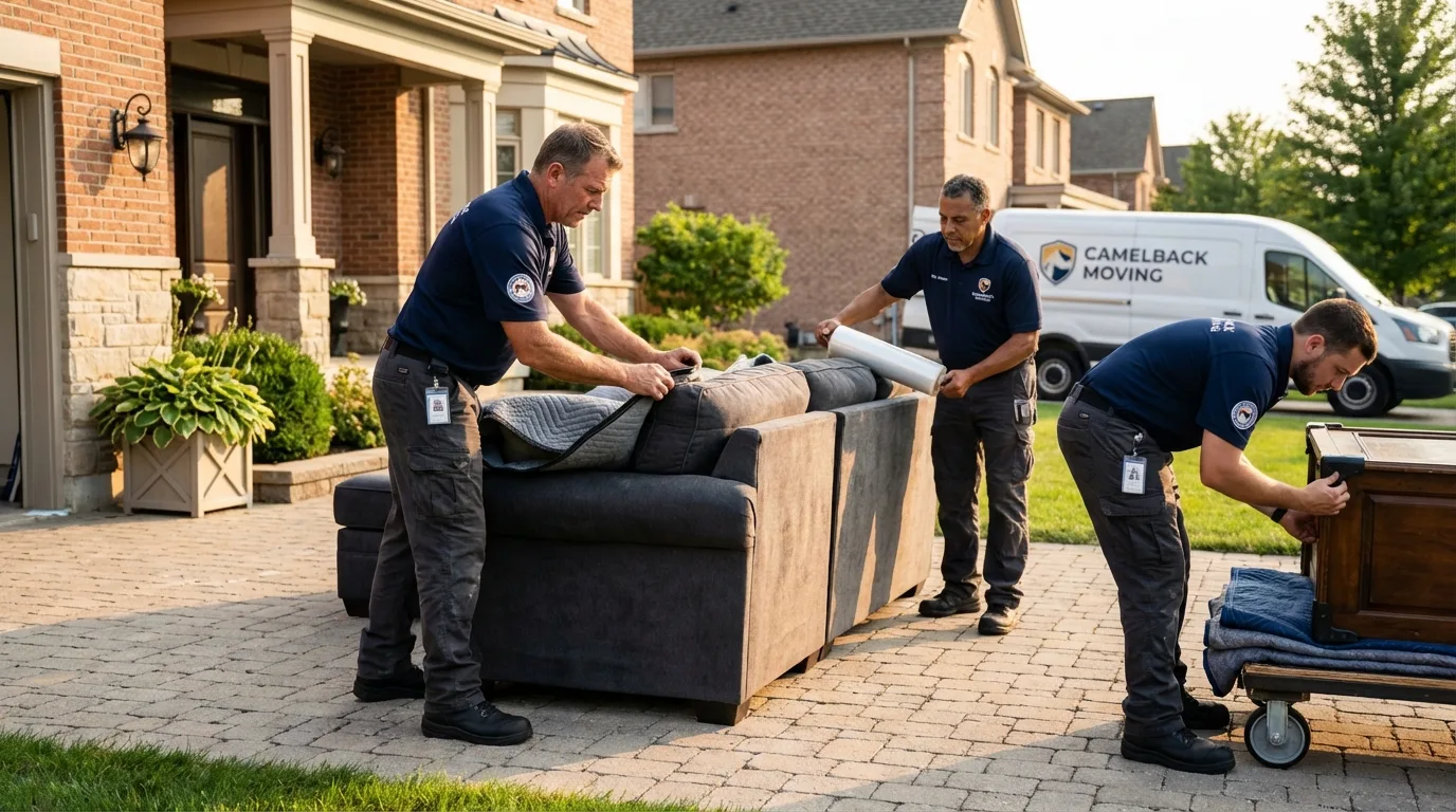 Large estate moving crew wrapping furniture in Fort Hood, TX